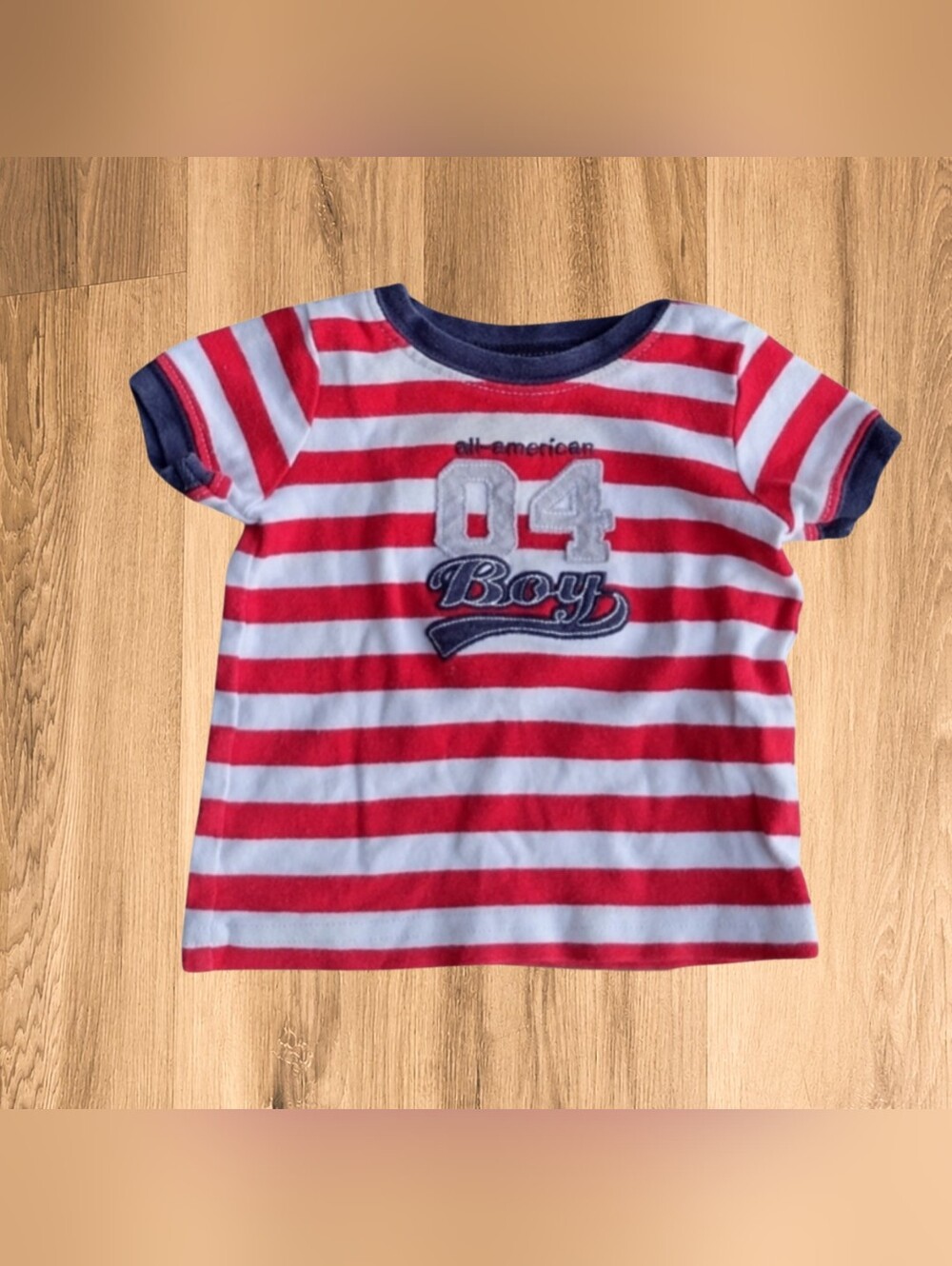 ⭐Bn) Child of Mine by Carter’s Red White Striped T-Shirt 3–6 Months All-American